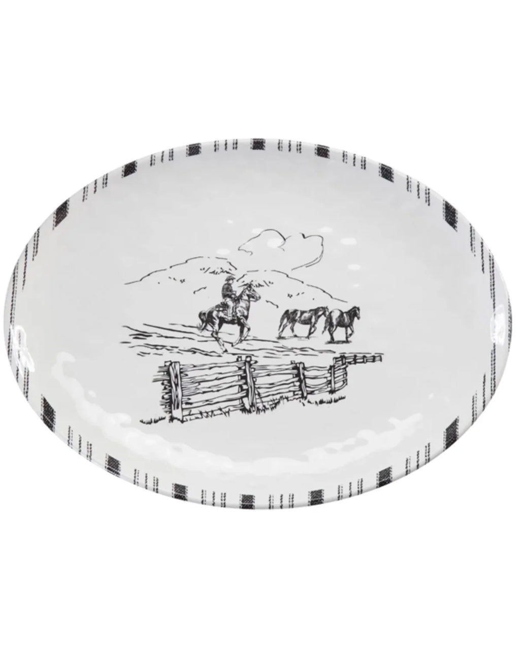 14-Piece Melamine Dinnerware Set Black/White E4115
