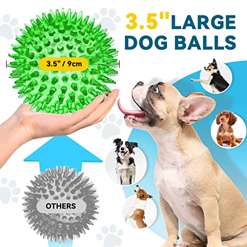 4.5'' Squeaky Dog Toy Balls, Spiky Dog Balls, Durable Puppy Chew Toys, BPA Free Non-Toxic (Purple) A5847