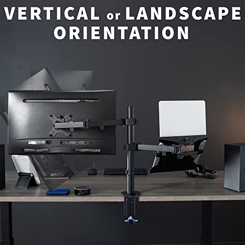 Full Motion Monitor and Laptop Desk Mount Articulating Double Arm VESA Stand J416