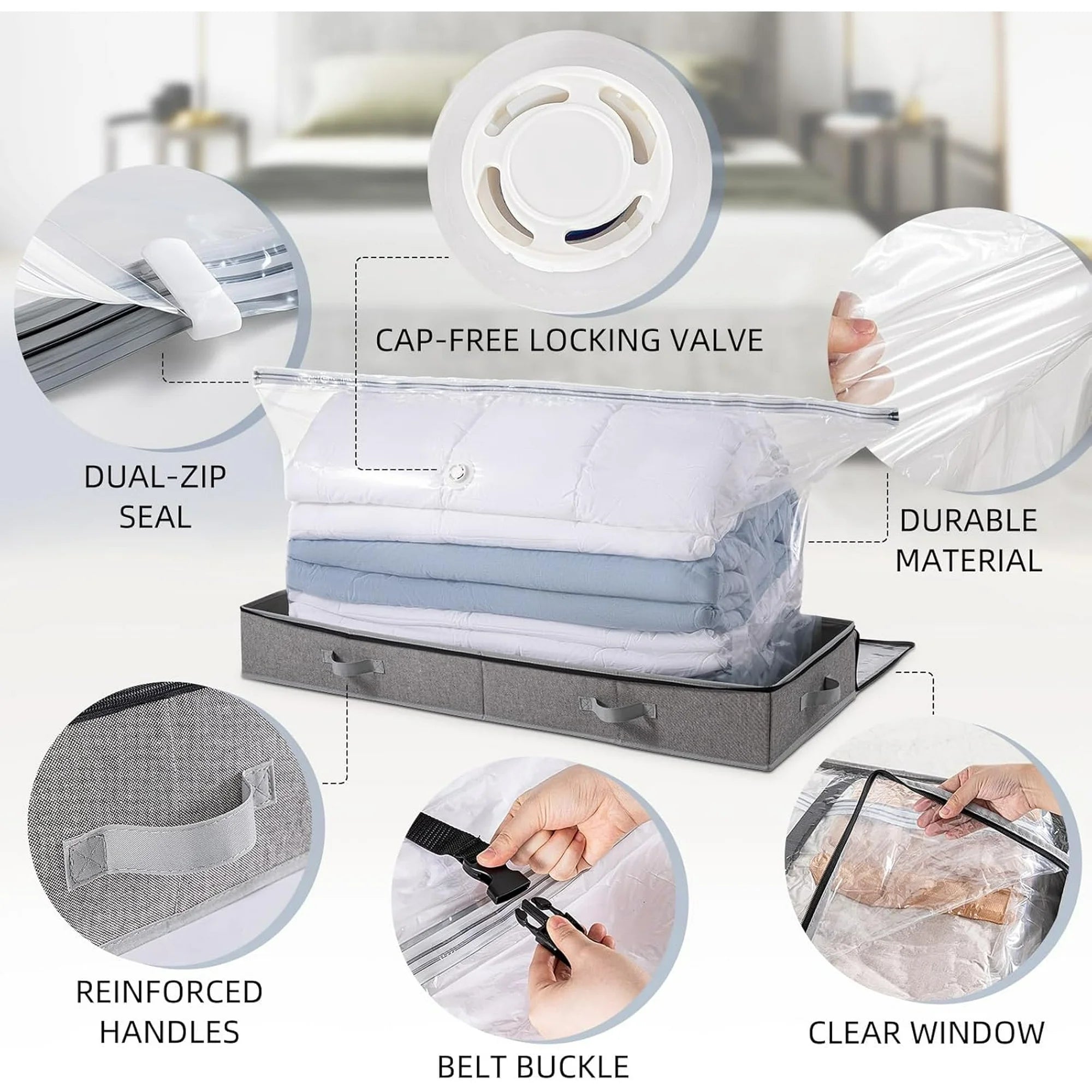 Under Bed Storage Box for Quilts Pillow Blankets Linen 41" x 17.7" x 6" X28805