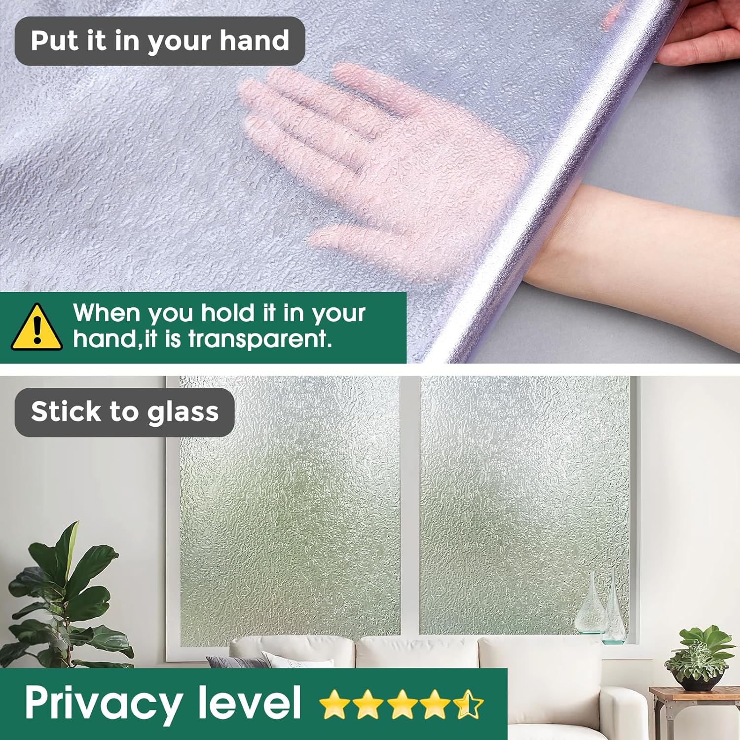 Silver 17.5 x 78.7 in Window Privacy Film B7507