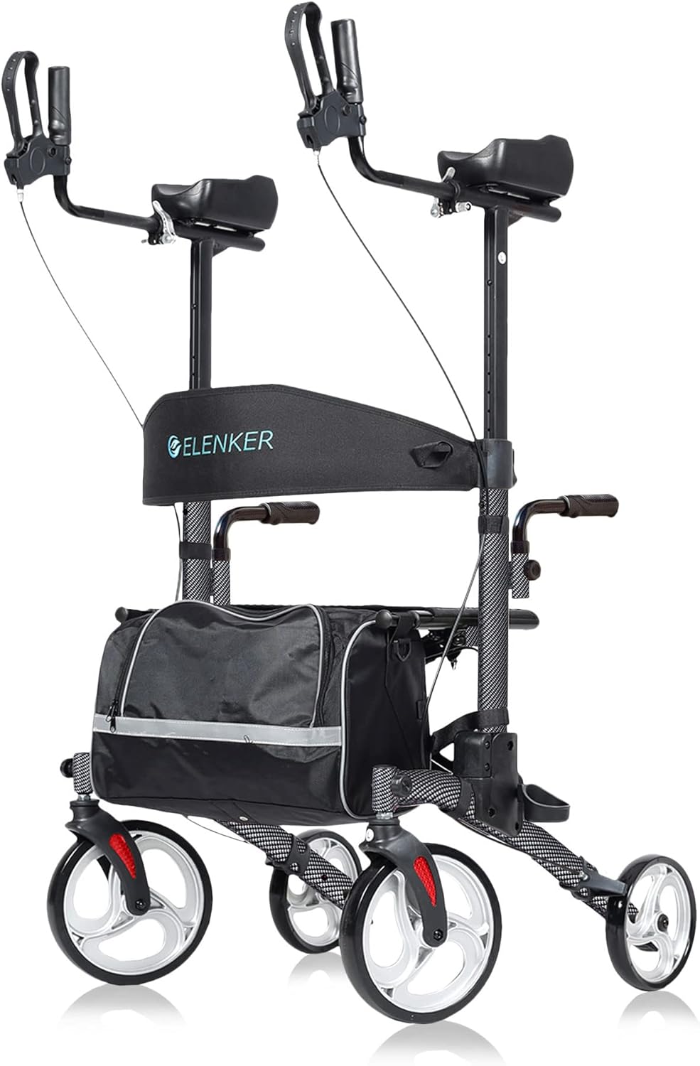 Upright Walker with Seat and Padded Armrests (Carbon Fiber Black) V52714