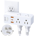 White 6AC 3USB Wall Outlet Extender with Rotating Plug W45773
