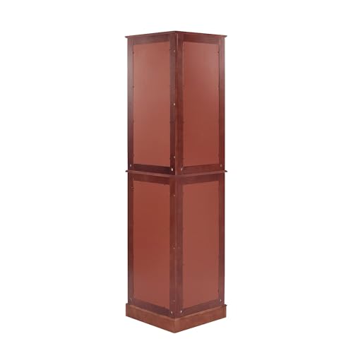 72" Tall Corner 6-Shelf Curio Cabinet with Tempered Glass Doors and Adjustable Storage Shelves (Cherry) N7638