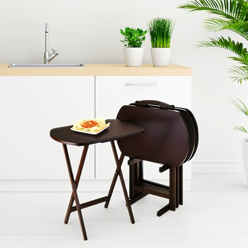 2-Piece Lacquered Wooden Snack Table Set E9107