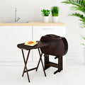 2-Piece Lacquered Wooden Snack Table Set E9107