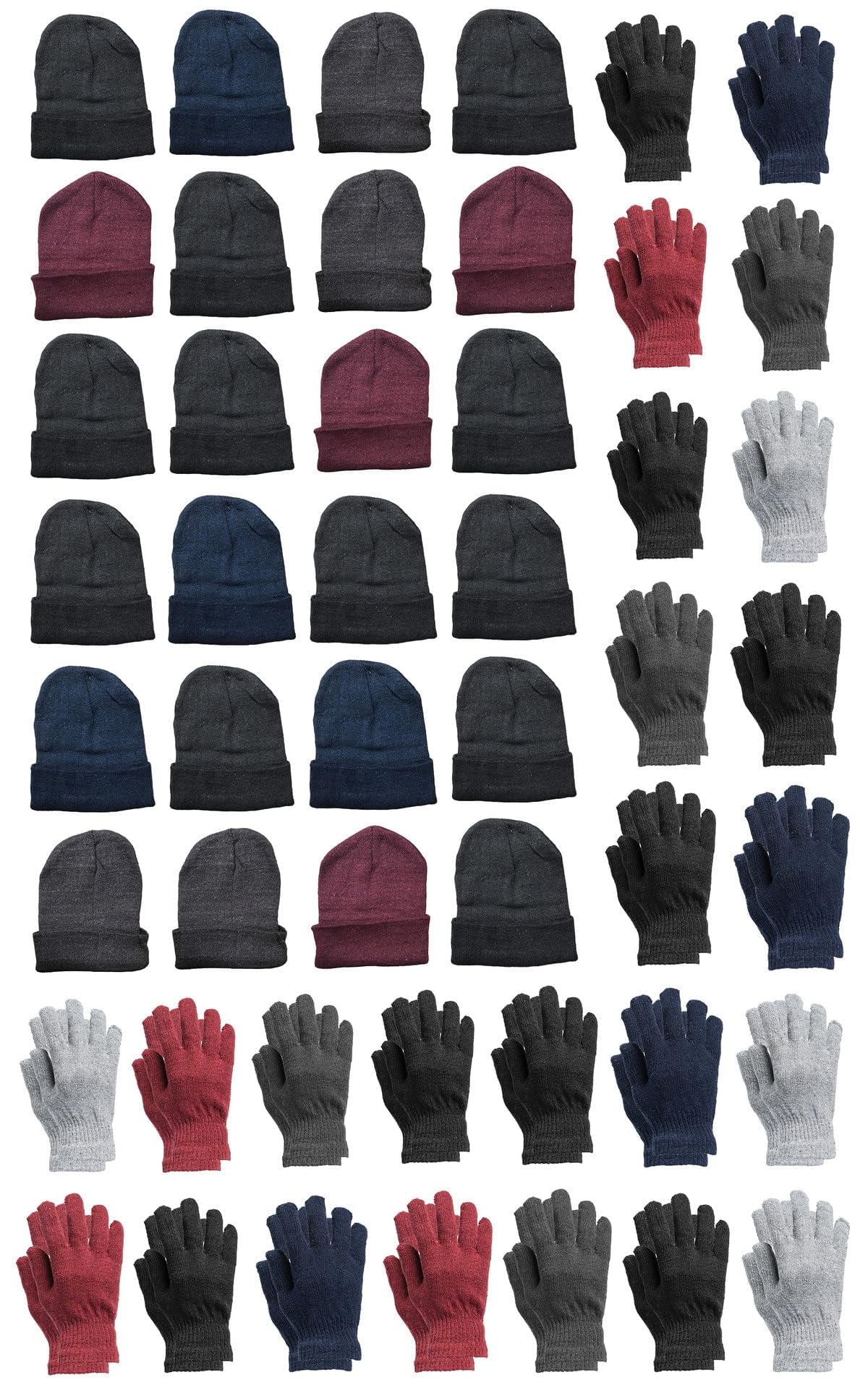 48 Pack Winter Thermal Beanies Skull Caps Thermal Gloves W977