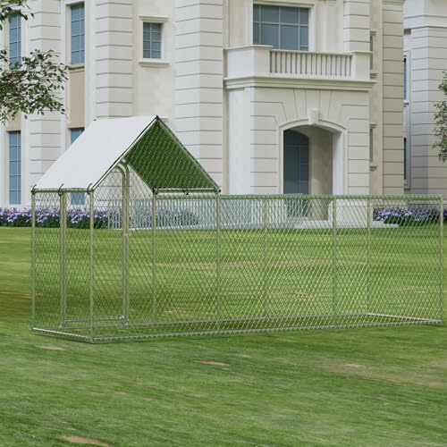 Large Metal Chicken Coop with Waterproof and Anti-UV Cover, 10' W x 3.3' D x 5' H D843