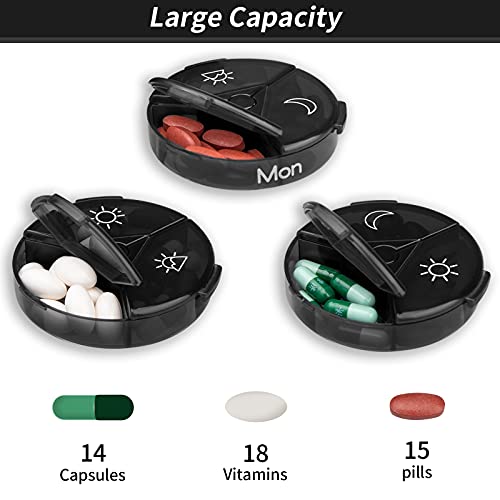 Black Weekly Pill Organizer 3 Times a Day R8141