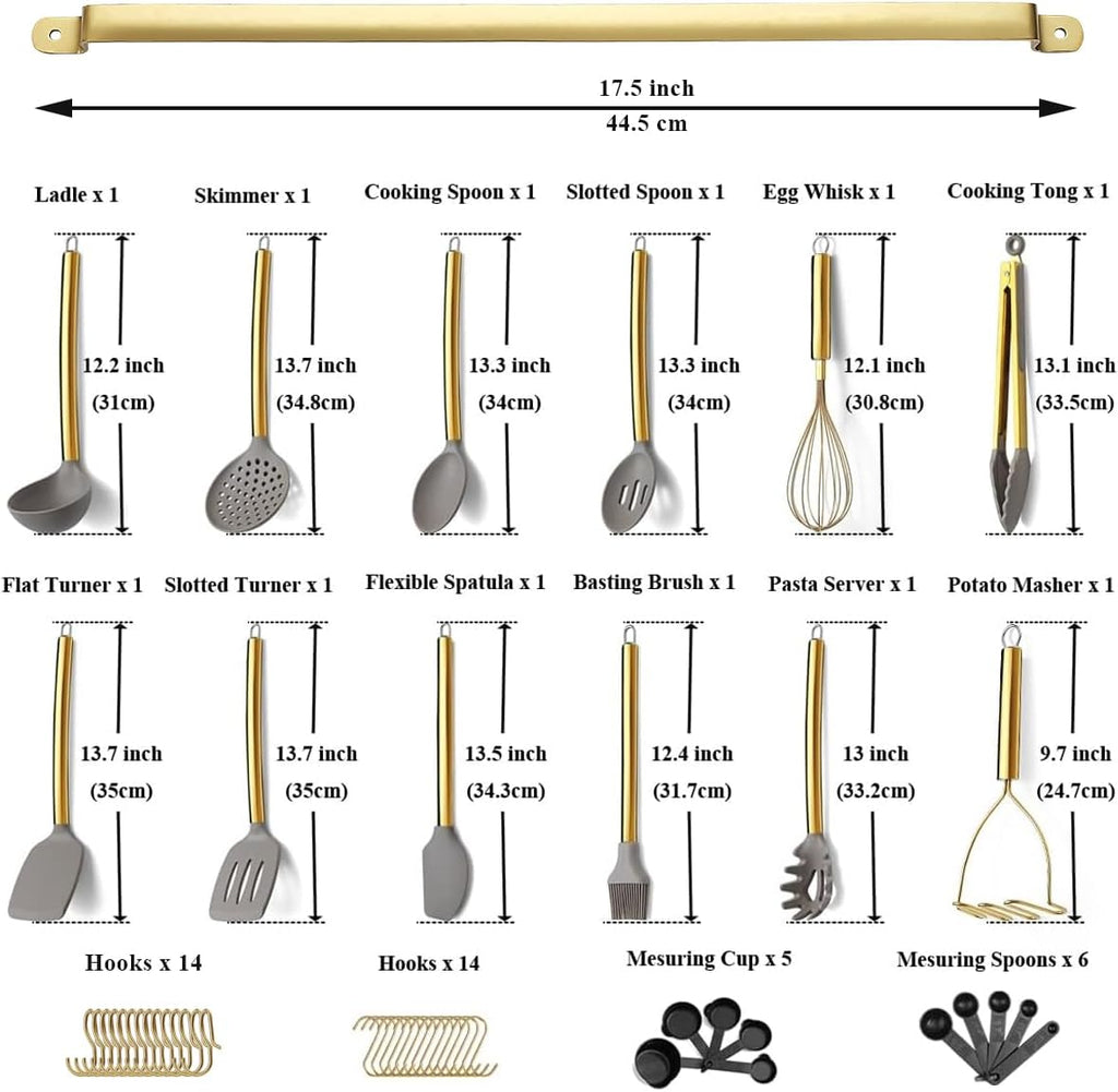 38 Piece Silicone Non-Stick Kitchen Utensils Set with Utensil Rack W832