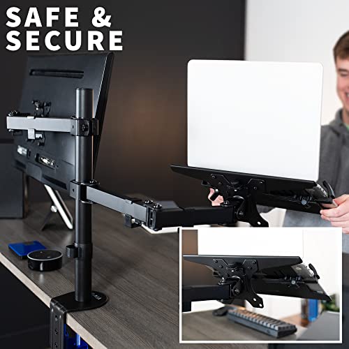 Full Motion Monitor and Laptop Desk Mount Articulating Double Arm VESA Stand J416
