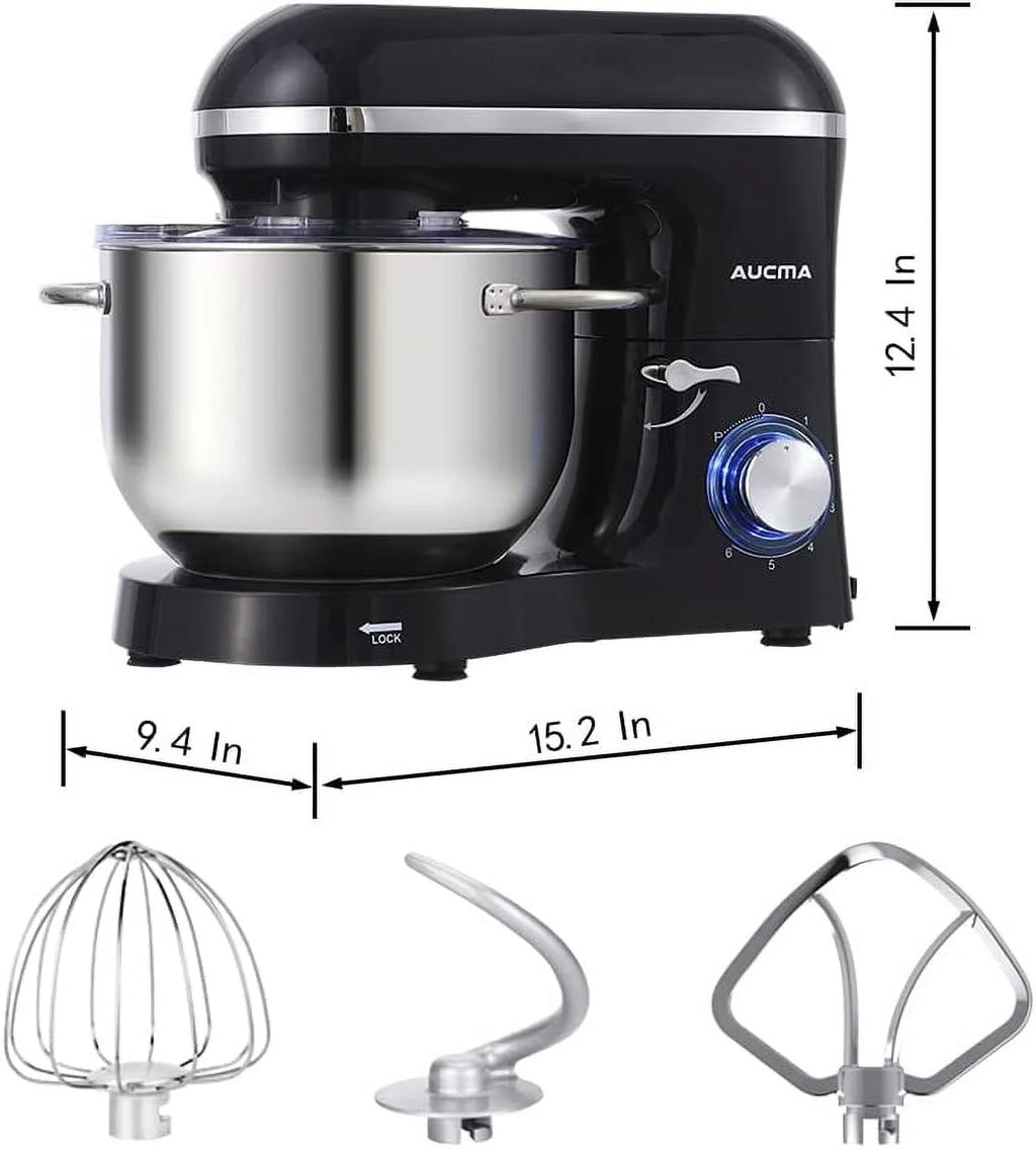 6.5-QT 660W 6-Speed Tilt-Head Stand Mixer with Dough Hook, Wire Whip & Beater Y318