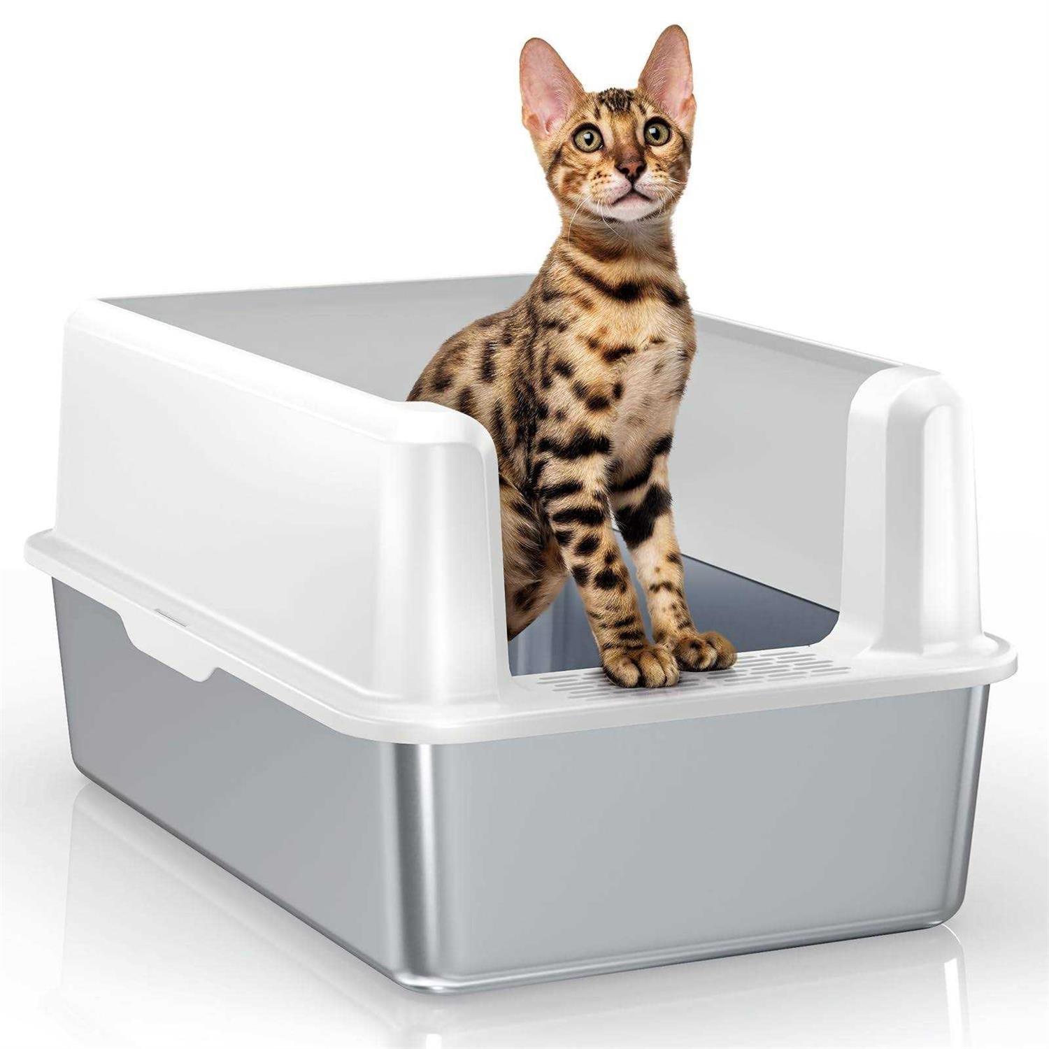 Stainless Steel Cat Litter Box with Lid XL E501