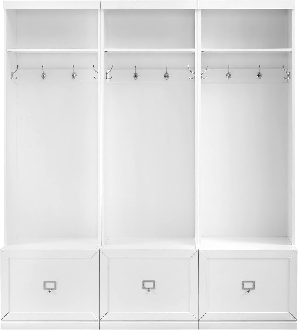 White 3-Piece Entryway Set with 3 Hall Trees T845752