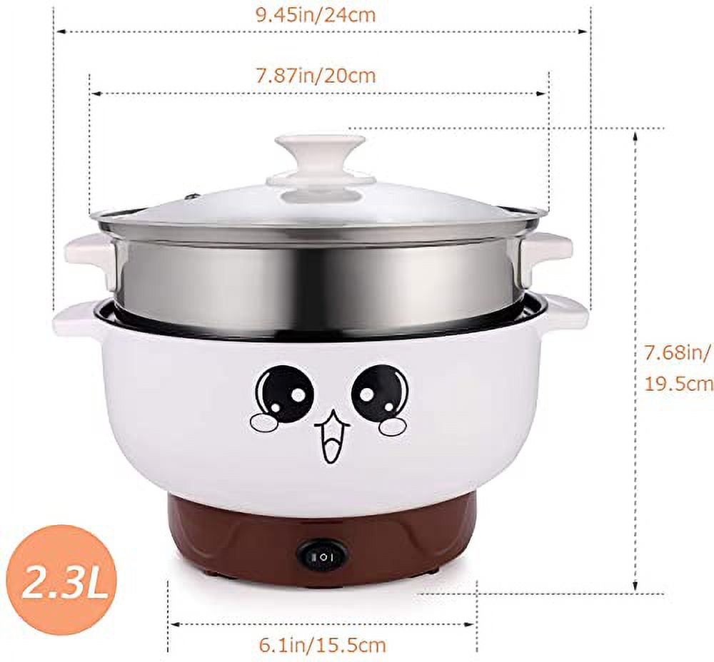 4-In-1 Electric Stainless Steel Non-Stick Hot Pot Cooker 2.3L Portable Skillet Grill Pan P520