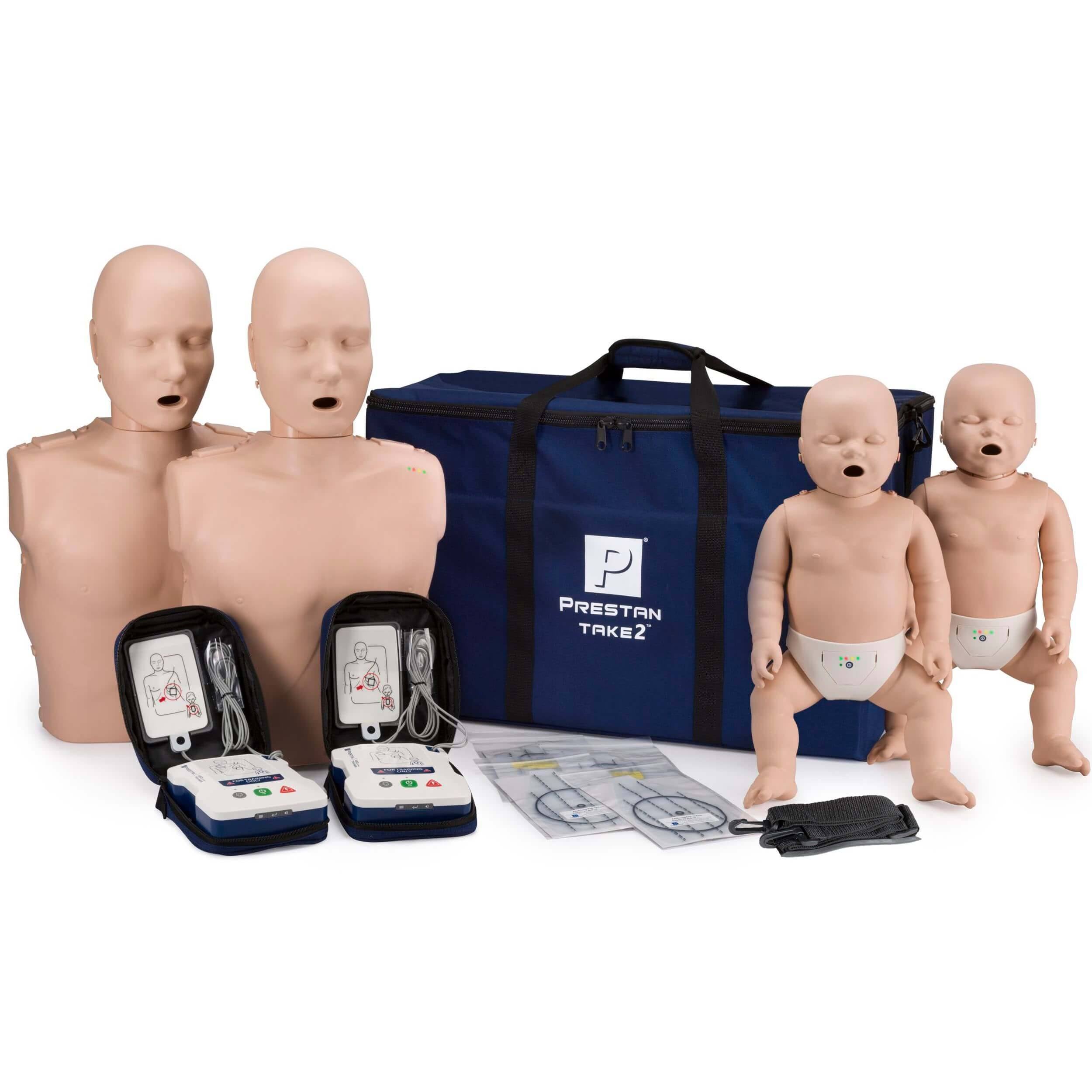CPR Manikin & AED Trainer Kit with Feedback (2-Adult, 2-Infant, & 2-AED UltraTrainers) B2736