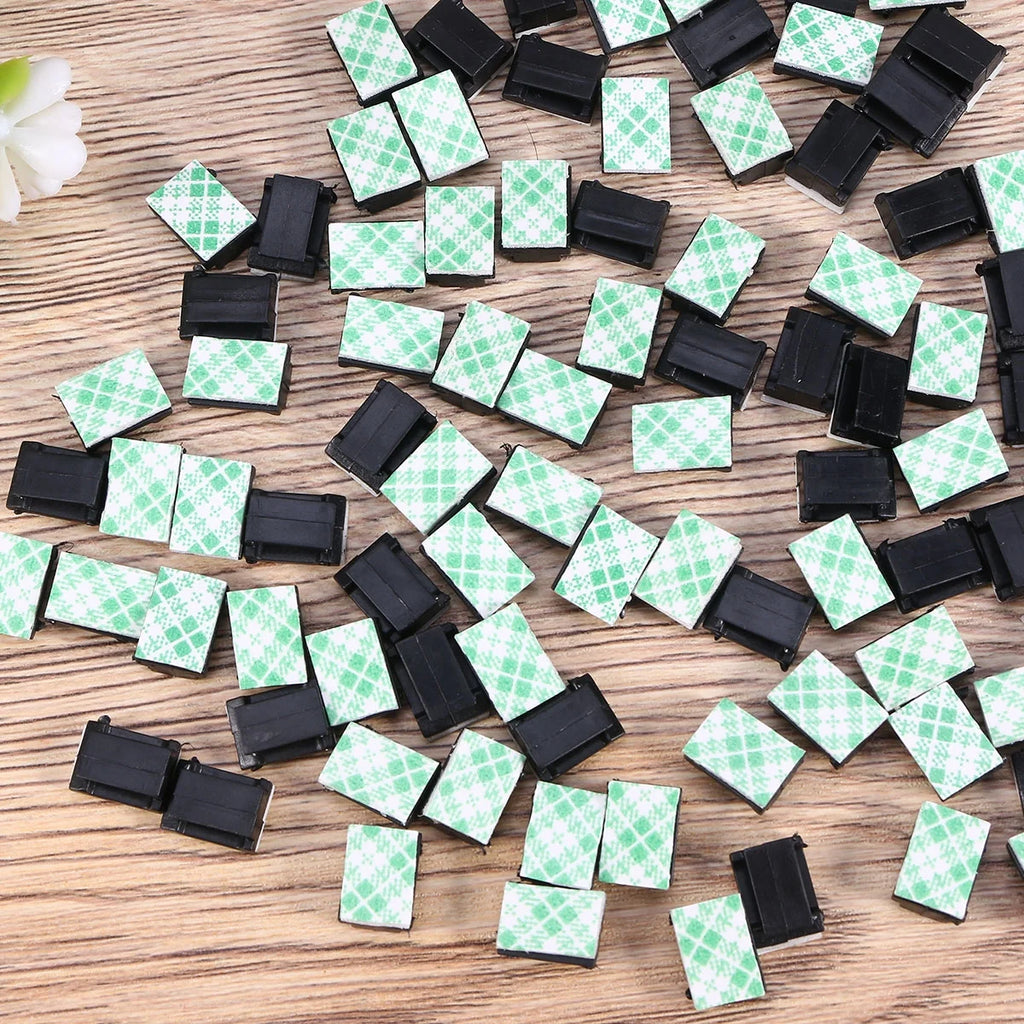 100pcs Black Adhesive Cable Clips Wire Cord Holders X3611