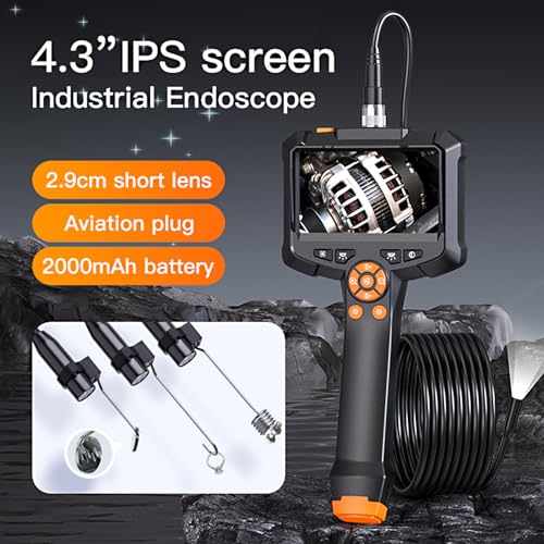 16.4FT Semi-Rigid Cord 1080P HD Industrial Borescope Camera with 8 LED Lights X424