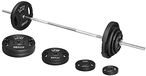 95-Pound Cast Iron Standard Weight Plates Set with 5FT Standard Barbell and Star Locks J736491