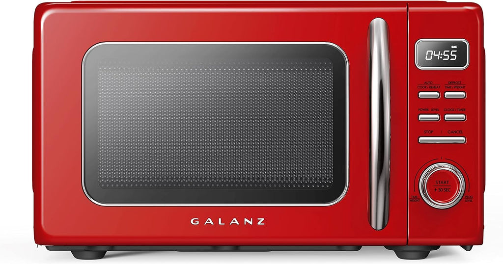 Retro Compact Refrigerator, Mini Fridge, Red, 2.5 Cu Ft & Retro Countertop Microwave Oven J599