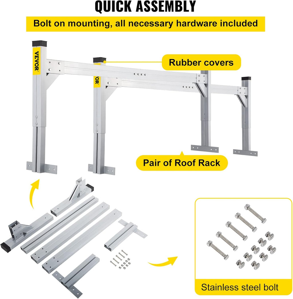 Silver Aluminum Adjustable Roof Ladder Rack with 330 LBS Capacity V523920