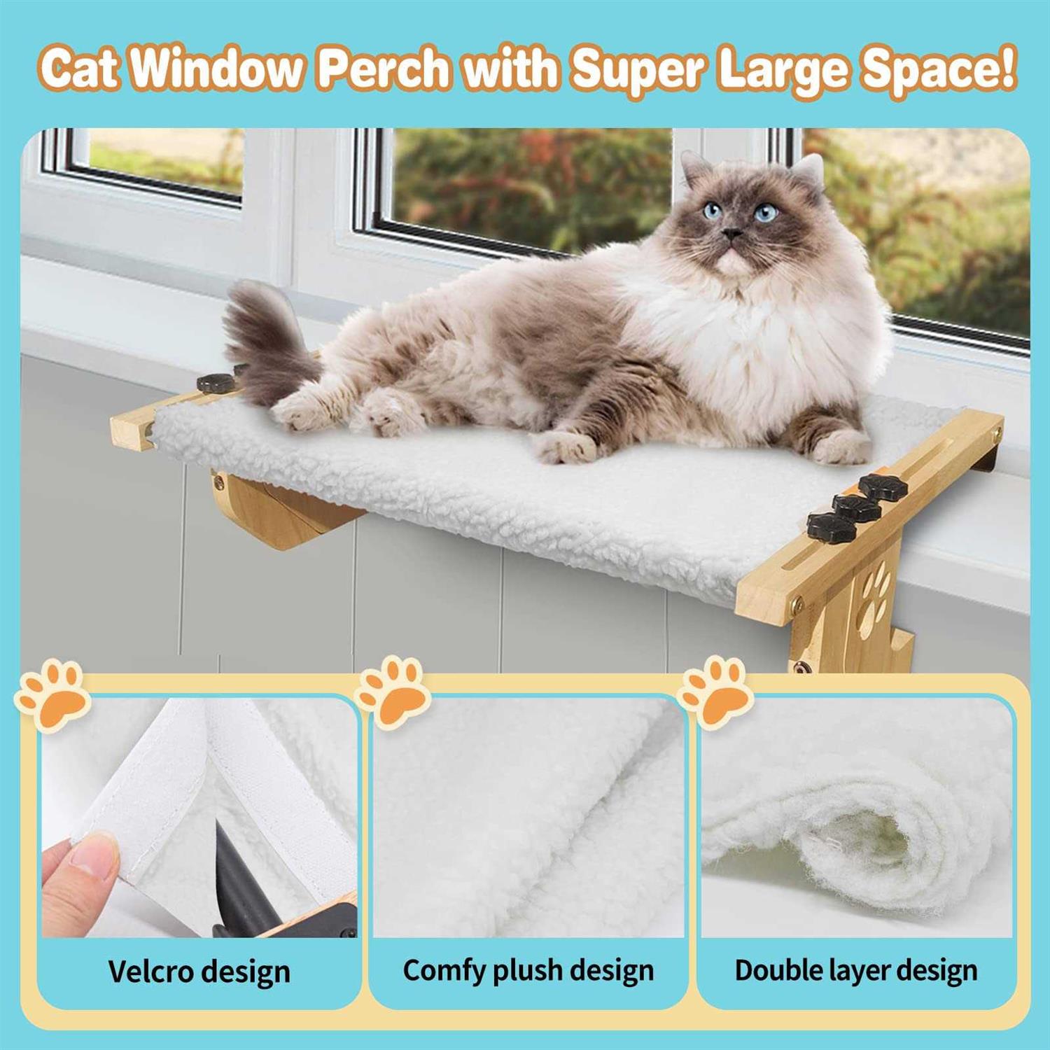 Cat Window Perch with Wood and Metal Frame P7202
