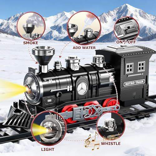 Electric Train Set with Smoke, Light and Sound, DIY Building Train Tracks C325179