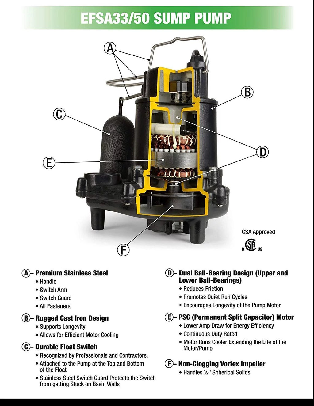 1/3 HP Cast Iron Sump Pump H73790