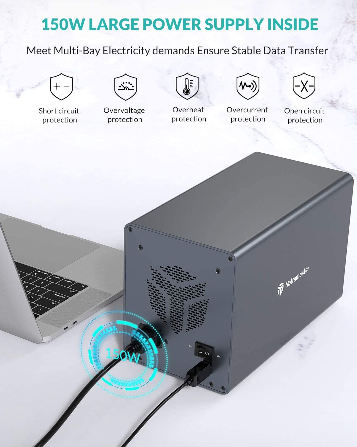 4 Bay Hard Drive Enclosure Aluminum Alloy USB3.0 to SATA3.0 External HDD SSD Storage Enclosure V5408