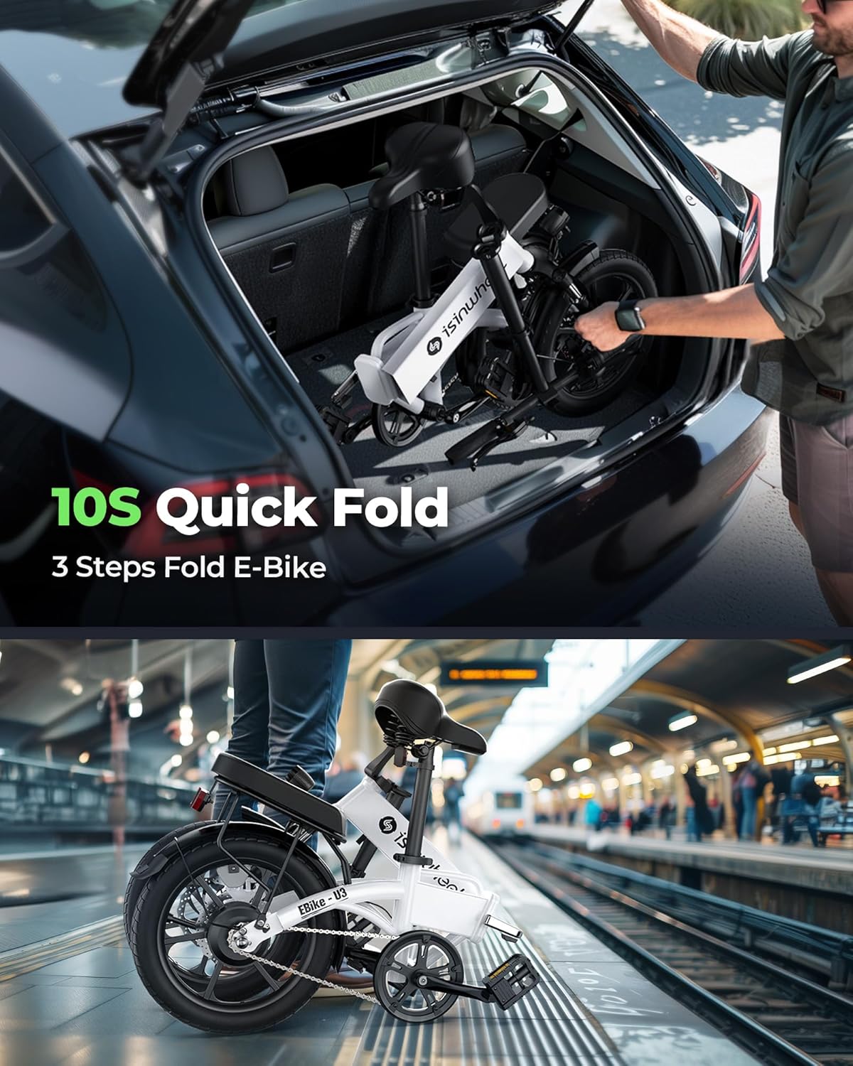 16" Foldable Electric Bike, 500W, 19 MPH, 45 Miles L9144