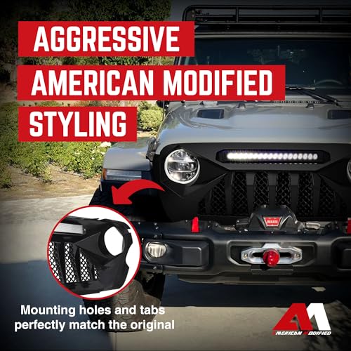 Front Grille with Mesh Compatible with Jeep Wrangler JL and Gladiator JT Models H303542