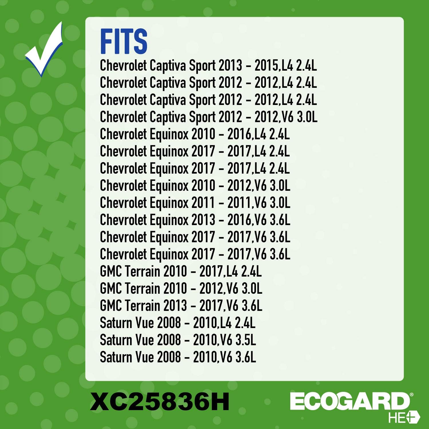 High Efficiency Cabin Air Filter with Baking Soda U395683
