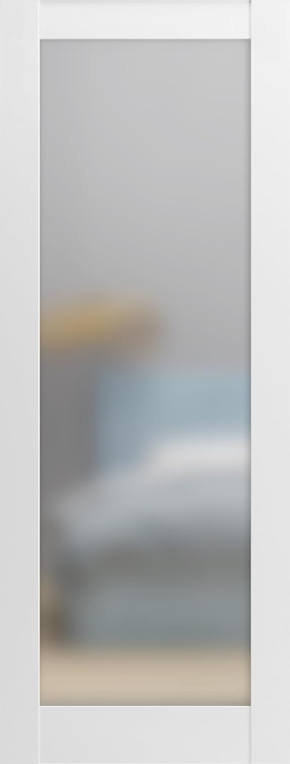 Frosted Glass Door Panel Slab 32 x 84 White Silk Solid Wood Core Interior Door G497904