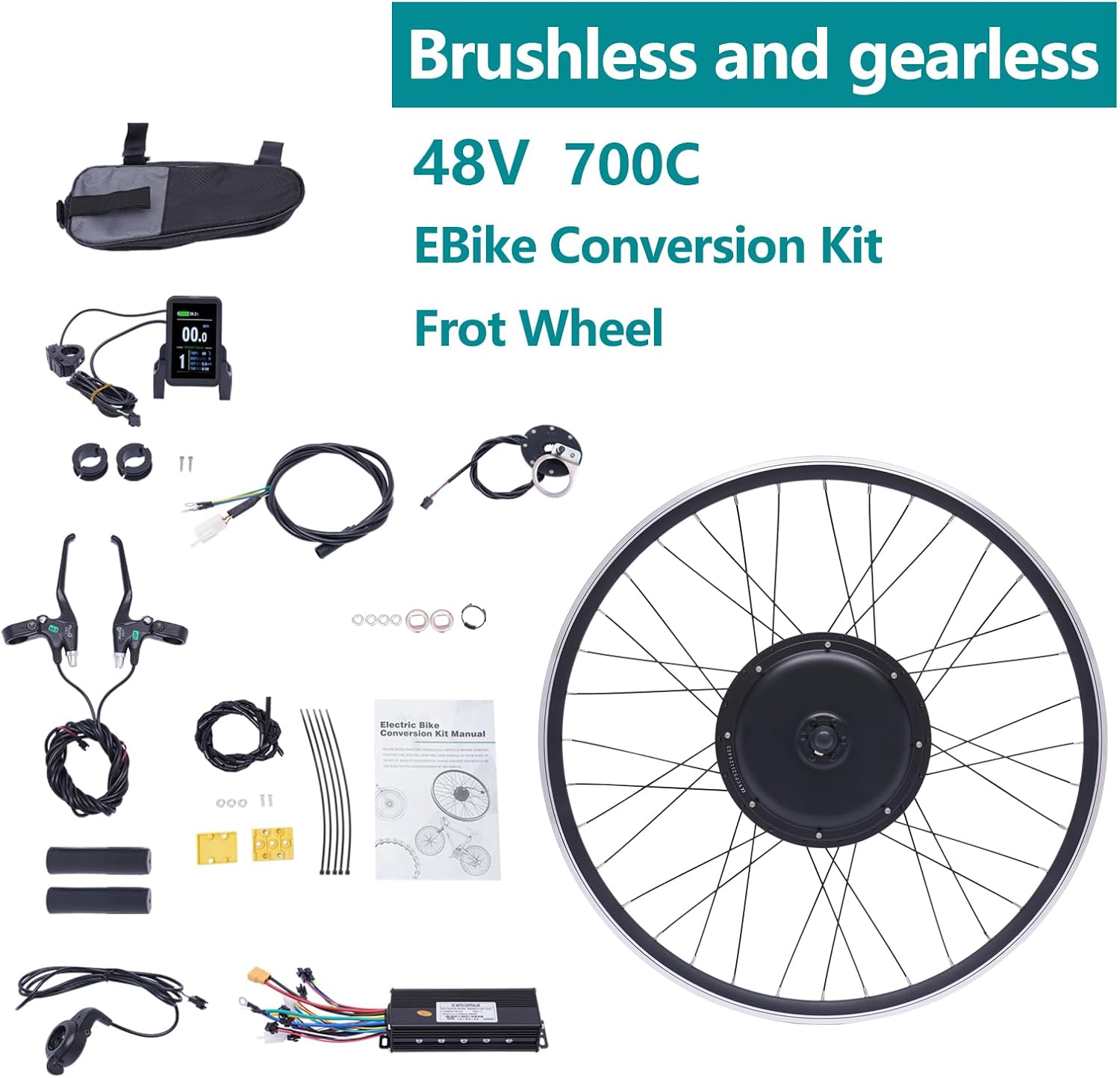 48V 1000W Front Wheel Hub Motor E-Bike Conversion Kit Q3313