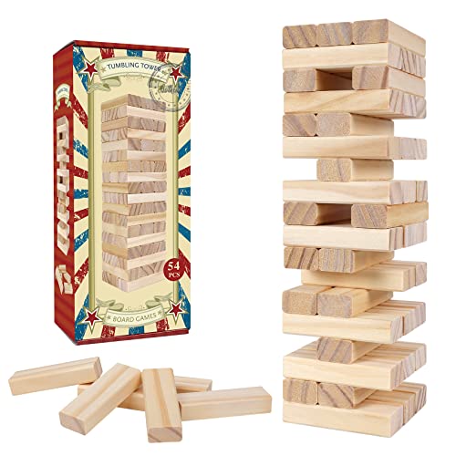 54pcs Wooden Tumbling Tower Game with Carry Case J342946