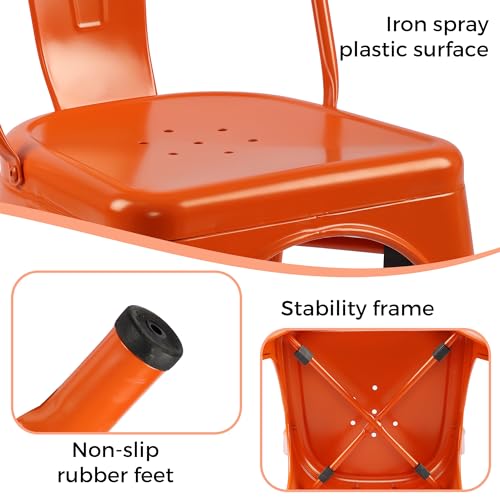 Orange Metal Stackable Side Chairs Set of 4 Z20622