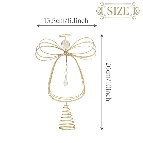 10 Inch Pre-Lit Gold Metal Angel Tree Topper B10153