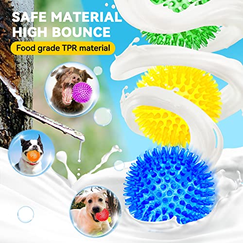 4.5'' Squeaky Dog Toy Balls, Spiky Dog Balls, Durable Puppy Chew Toys, BPA Free Non-Toxic (Purple) A5847