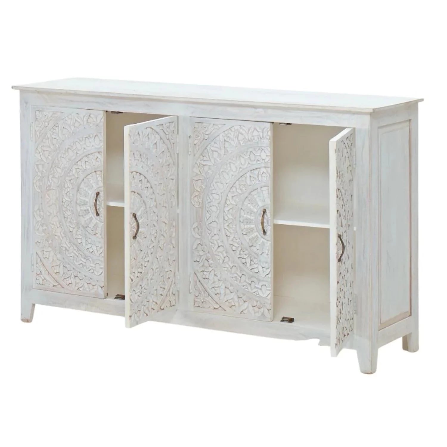 Whitewash Hand Carved Cabinet B538094