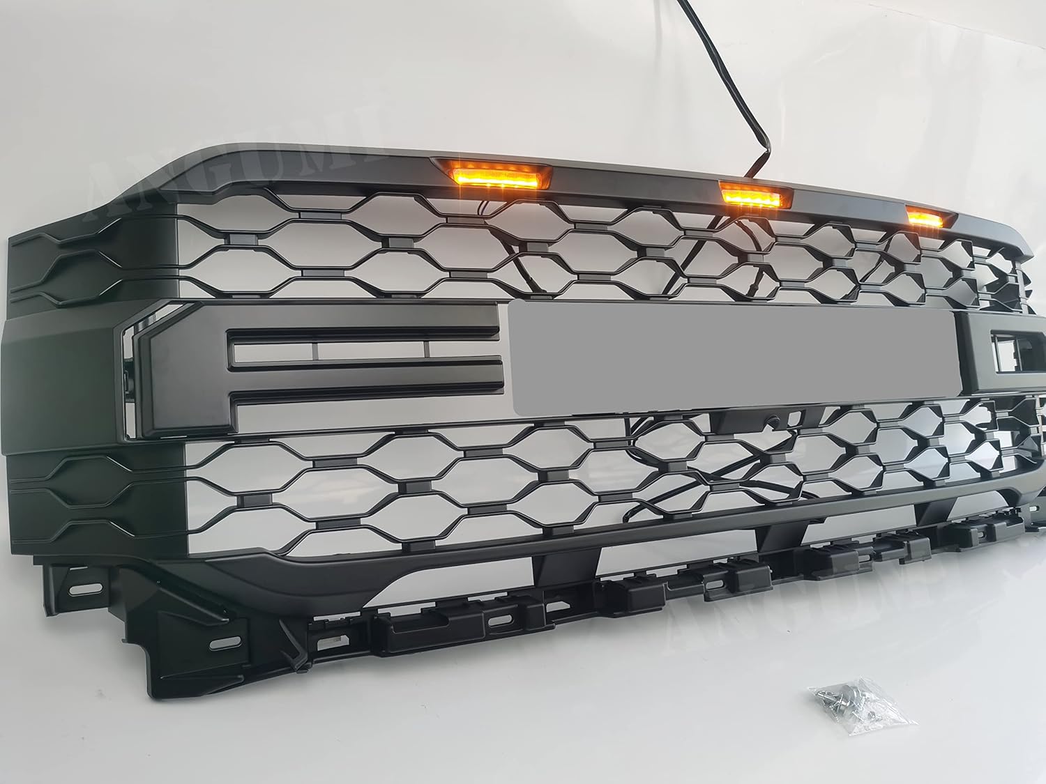 Matte Black Front Grille with Letters & LEDs F93346
