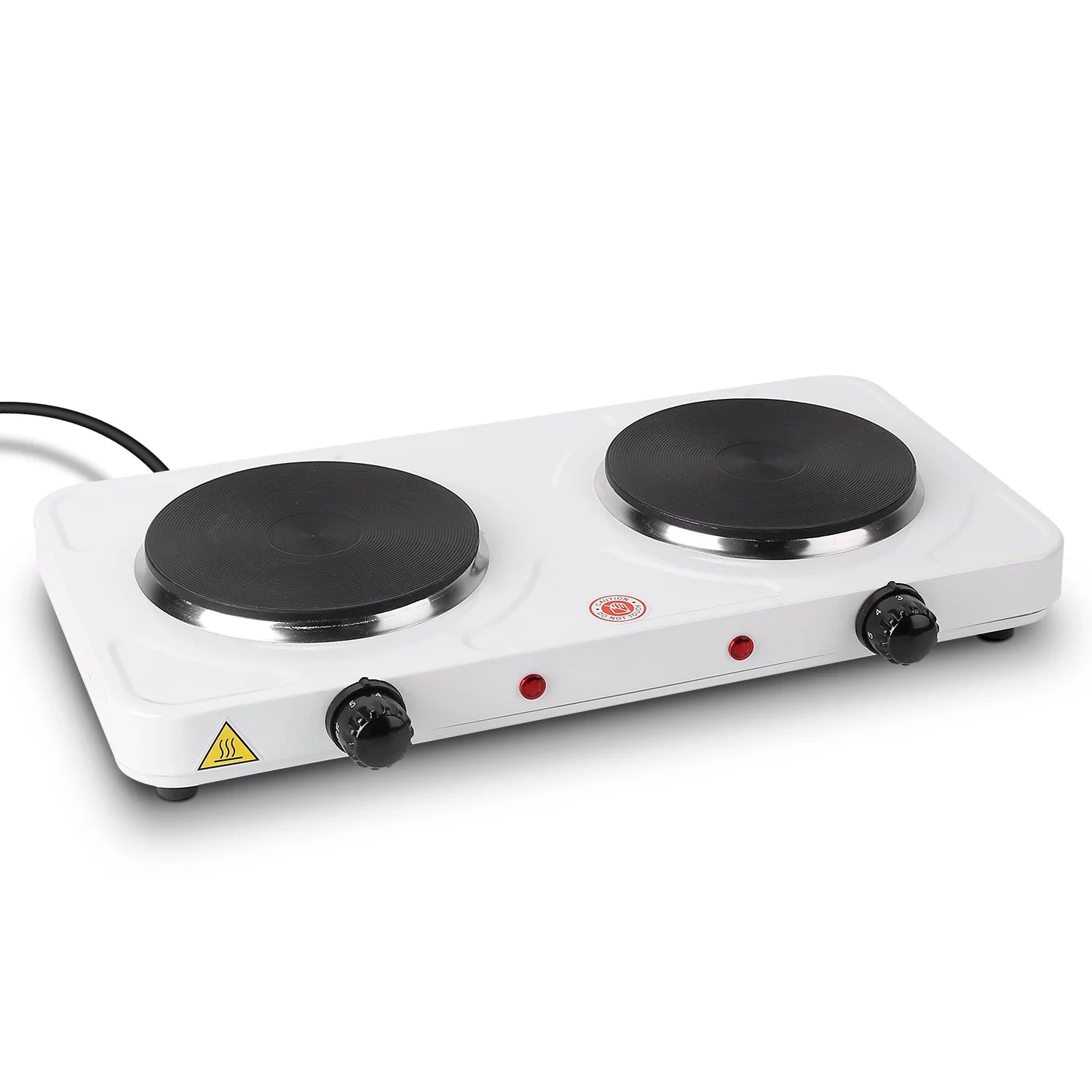 Electric Double Burner Portable Cooktop Countertop Dual Flat Burner Hot Plate Kitchen Cooker Stove with 5 Gear Temperature Control C8304