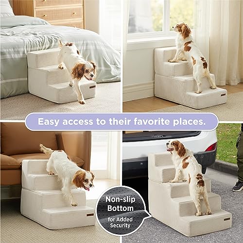 Grey 5 Steps Folding Pet Stairs with Non-Slip Bottom O548548