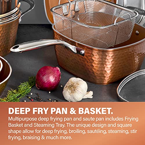 15 Pc Non Stick Copper Ceramic Cookware Set Z1258