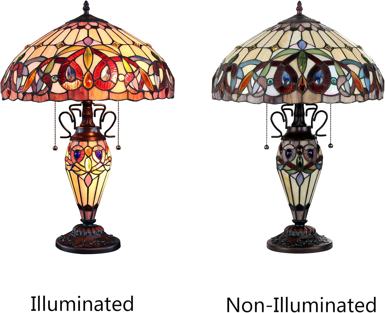 Dark Bronze 3 Light Double Lit Table Lamp 16" Shade U2118