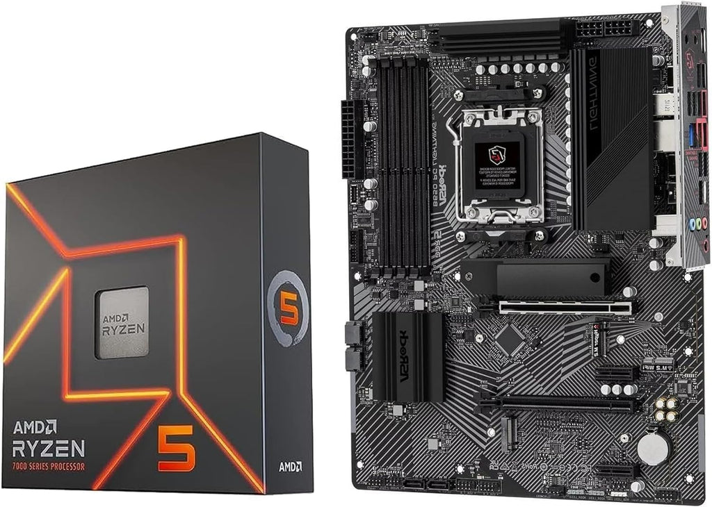 AM5 ATX Motherboard Bundle with AMD Ryzen 5 7600X, DDR5, PCIE 4.0 x16, 2.5Gb LAN, Rear USB3.2 Gen2x2 Type-C V20309