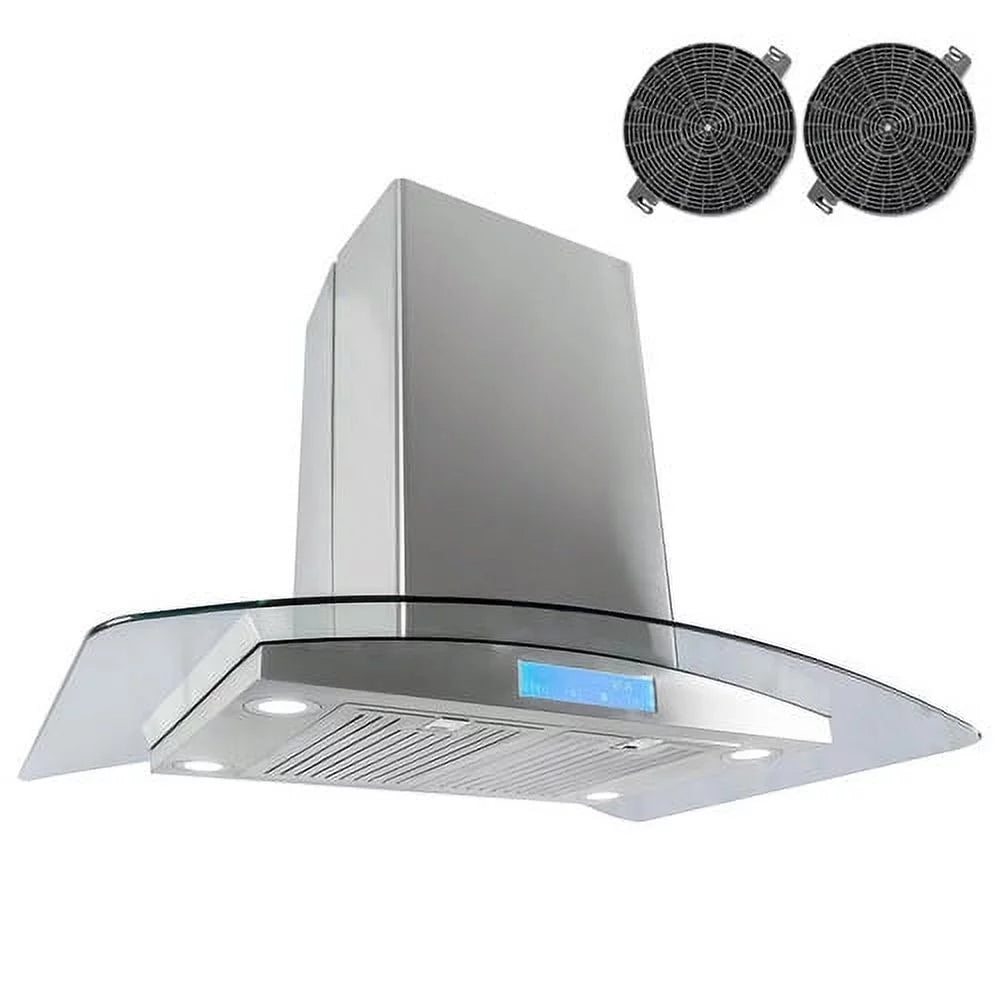 30" 380 CFM Ductless Island Range Hood in Stainless Steel D204
