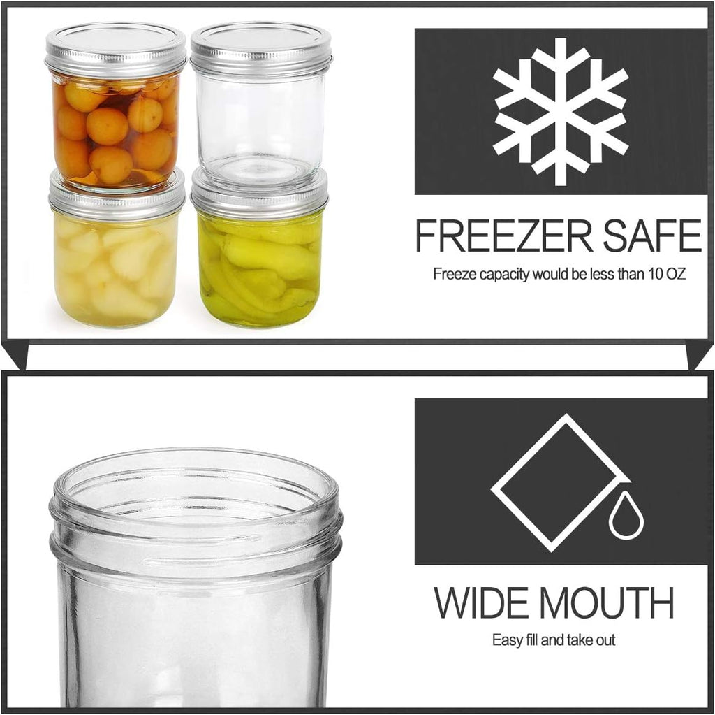 10 oz Wide Mouth Mason Jars with Lids and Bands, 6 Pack M429169