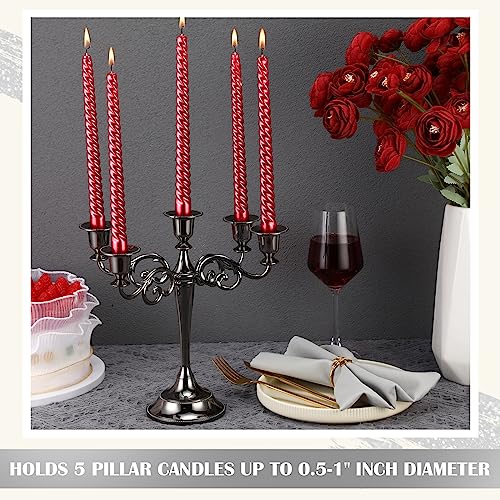 3 Pcs Metal Gold 5 Arm Candle Holders 10.24 Inch N518550
