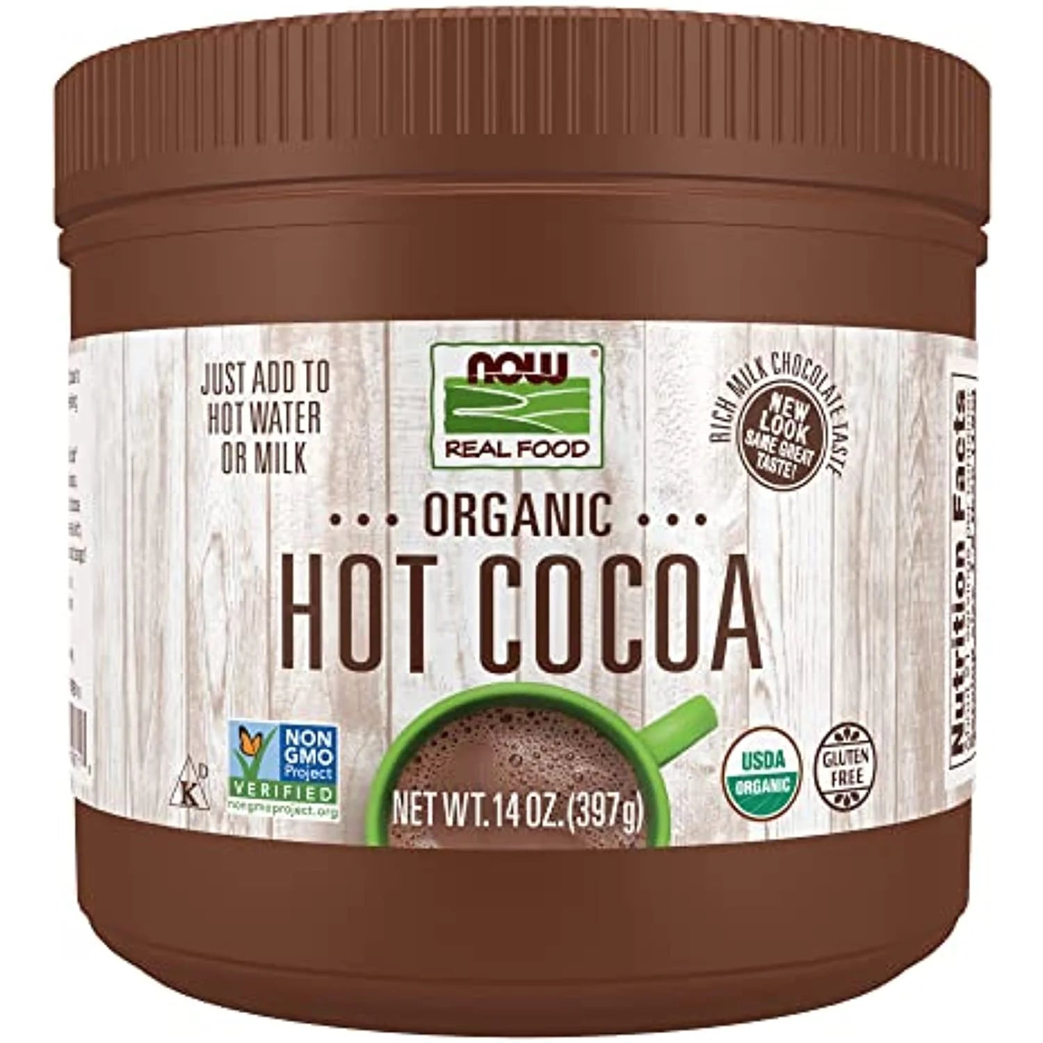 Organic Hot Cocoa, Instant, Milk Chocolate, Low-Fat, Gluten-Free, 14-Ounce O5696