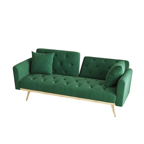 Green Velvet Convertible Sofa Bed S9056